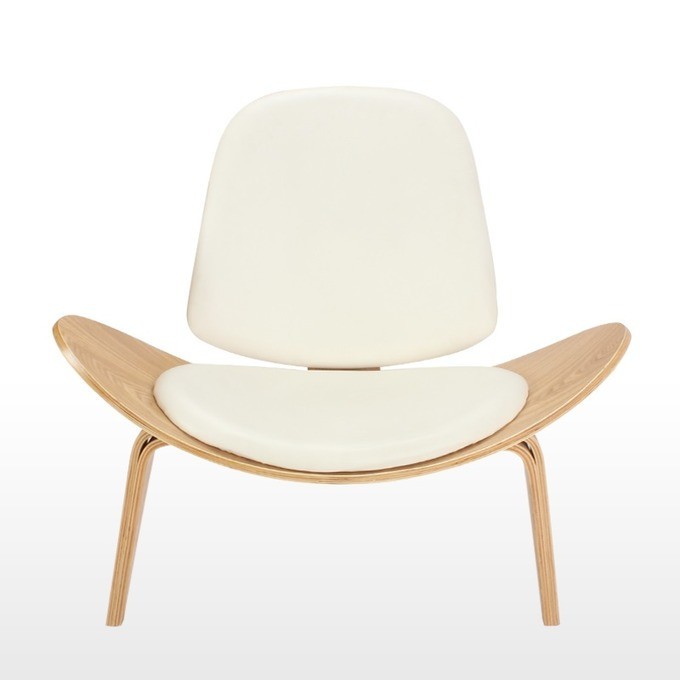 Sedia Bauhaus Shell in Pelle Hans J. Wegner