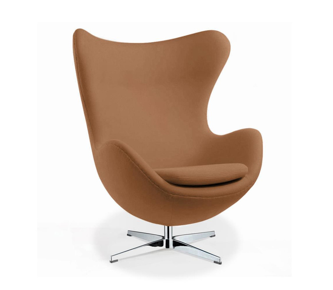 Sedia Bauhaus Egg in Cashmere Arne Jacobsen cognac